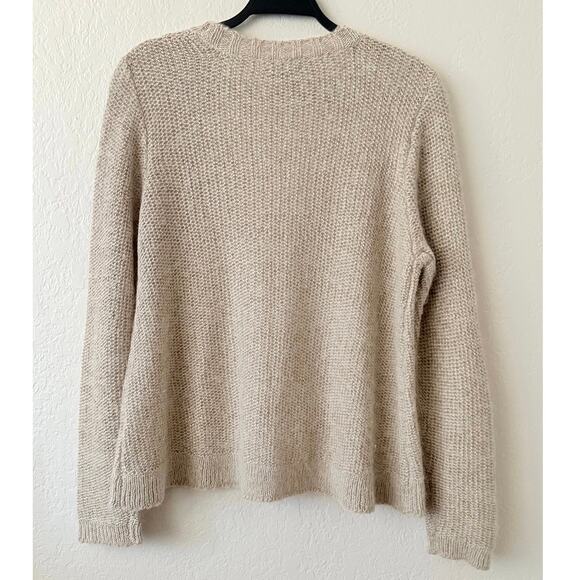 Eileen Fisher Women's V-Neck Maple Oat Cropped Cardigan Sweater Metallic Mohair - Picture 6 of 9